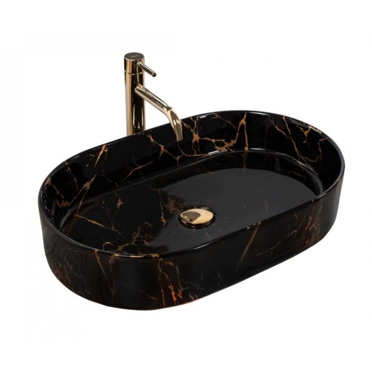 Накладной умывальник Rea Nadia 60 Black Marble Shiny